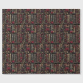 Custom Dark Academia Roses & Antique Library Book Cadeaupapier (Vlak)