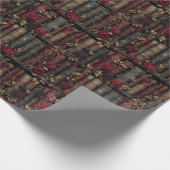 Custom Dark Academia Roses & Antique Library Book Cadeaupapier (Hoek)