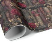 Custom Dark Academia Roses & Antique Library Book Cadeaupapier (Rol Hoek)