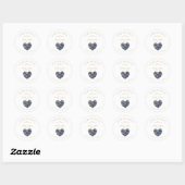 Custom Dark Blue Heart Wedding Sanitizer Hands Ronde Sticker (Vel)