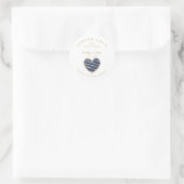 Custom Dark Blue Heart Wedding Sanitizer Hands Ronde Sticker (Tas)