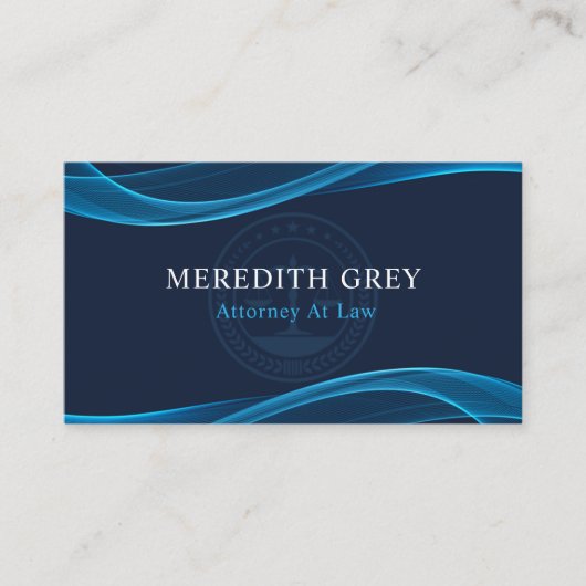 Custom Dark Bright Navy Blauw Wit Juridische Kanto Visitekaartje (Voorkant)
