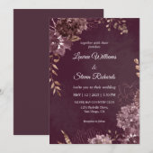 Custom Dark Deep Paarse Chocolate Flower Wedding Kaart (Voorkant / Achterkant)