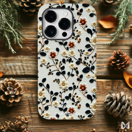 Custom Dark Floral Geborduurde Motivatie Quote Case-Mate iPhone 14 Pro Hoesje