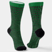 Custom Dark Green Black Checkered Pattern Sokken (Gebogen)