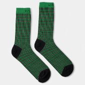 Custom Dark Green Black Checkered Pattern Sokken (Rechts)