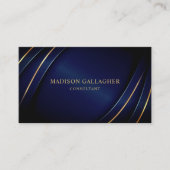 Custom Dark Navy blauw en goud professional Visitekaartje (Voorkant)