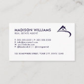 Custom Dark Navy Blue White makelaar Visitekaartje (Achterkant)