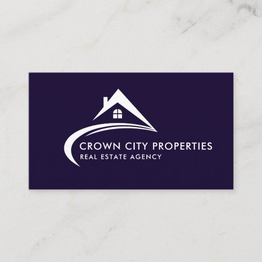 Custom Dark Navy Blue White makelaar Visitekaartje (Voorkant)