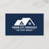 Custom Dark Navy Blue White makelaar Visitekaartje (Voorkant)