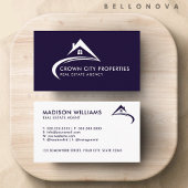 Custom Dark Navy Blue White makelaar Visitekaartje