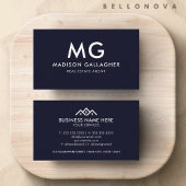 Custom Dark Navy Blue White makelaar Visitekaartje