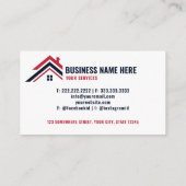 Custom Dark Navy Blue White makelaar Visitekaartje (Achterkant)