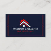Custom Dark Navy Blue White makelaar Visitekaartje (Voorkant)