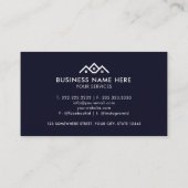 Custom Dark Navy Blue White makelaar Visitekaartje (Achterkant)