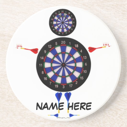 Custom Dart Board Man Fun Zandsteen Onderzetter (Voorkant)