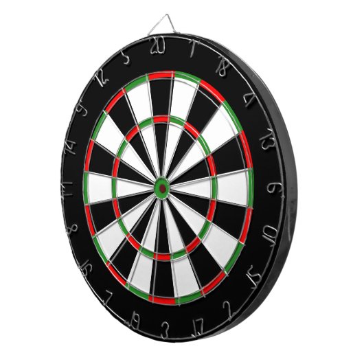 Custom Dartboard - Classic BLACK WHITE, RED GREEN Dartbord (Voorkant Rechts)