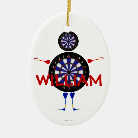 Custom Darts Cartoon Keramisch Ornament (Voorkant)