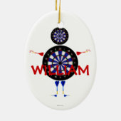 Custom Darts Cartoon Keramisch Ornament (Achterkant)