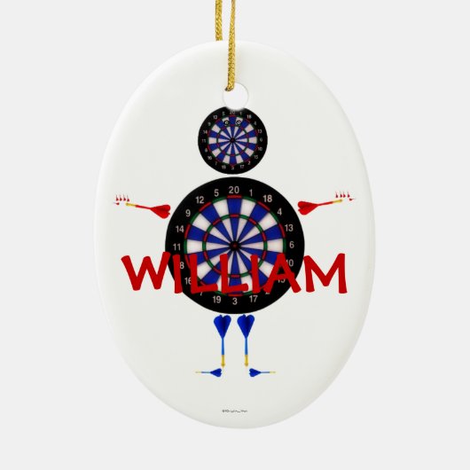 Custom Darts Cartoon Keramisch Ornament (Achterkant)