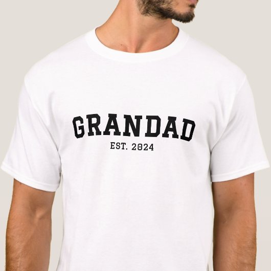 Custom Date Black Established Grandad T-shirt