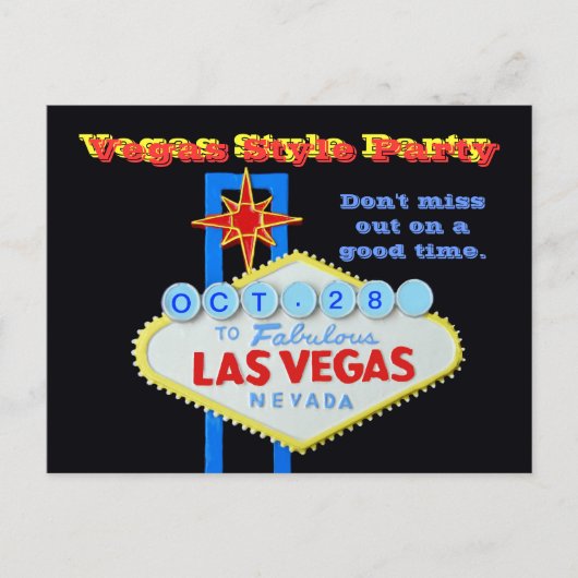 Custom Date Vegas Style Party Uitnodiging Briefkaart (Voorkant)