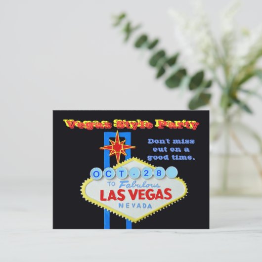 Custom Date Vegas Style Party Uitnodiging Briefkaart (Staand voorkant)