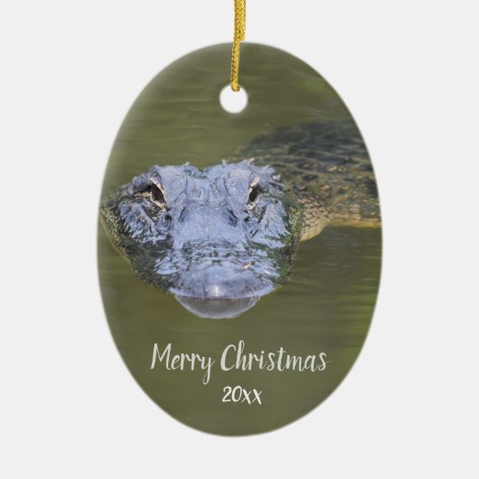 Custom Dated Alligator Dier Wildlife Keramisch Ornament (Voorkant)