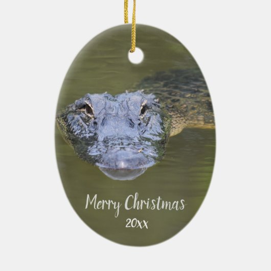 Custom Dated Alligator Dier Wildlife Keramisch Ornament (Achterkant)