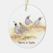 Custom Dated, California Quail, Waterverf Bird Keramisch Ornament (Links)