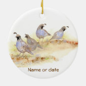 Custom Dated, California Quail, Waterverf Bird Keramisch Ornament (Achterkant)