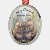 Custom Dated Christmas Beaver One I Love Metalen Ornament (Links)