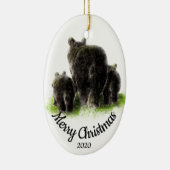 Custom Dated Christmas Beer Familie Dierlijke Kuns Keramisch Ornament (Rechts)