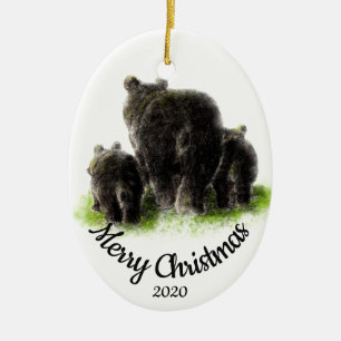 Custom Dated Christmas Beer Familie Dierlijke Kuns Keramisch Ornament