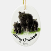 Custom Dated Christmas Beer Familie Dierlijke Kuns Keramisch Ornament (Achterkant)