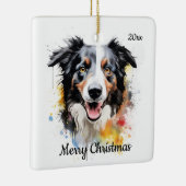 Custom Dated Christmas Border Collie Dog Pet Keramisch Ornament (Rechts)