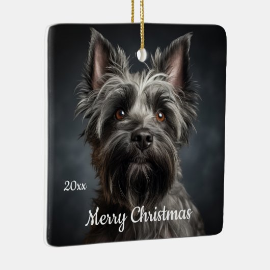 Custom Dated Christmas Cairn Terrier Dog Pet Keramisch Ornament (Rechts)