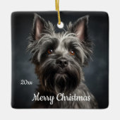 Custom Dated Christmas Cairn Terrier Dog Pet Keramisch Ornament (Voorkant)
