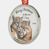 Custom Dated Christmas Cougar One I Love Metalen Ornament (Links)