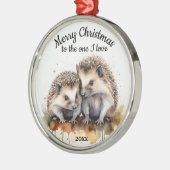 Custom Dated Christmas Hedgehogs One I Love Metalen Ornament (Links)