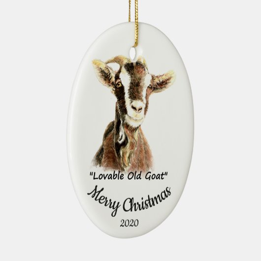 Custom Dated Christmas Lovable Old Goat Fun Keramisch Ornament (Rechts)