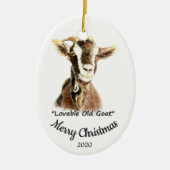 Custom Dated Christmas Lovable Old Goat Fun Keramisch Ornament (Voorkant)