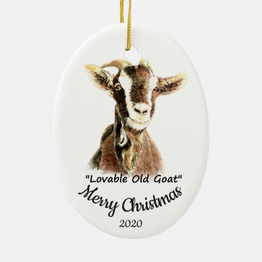 Custom Dated Christmas Lovable Old Goat Fun Keramisch Ornament (Achterkant)