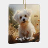 Custom Dated Christmas Maltese Hond Huisdier Dier Keramisch Ornament (Rechts)