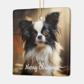 Custom Dated Christmas Papillon Hond Dier Keramisch Ornament (Links)