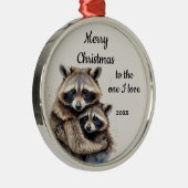 Custom Dated Christmas Raccoon One I Love Metalen Ornament (Rechts)