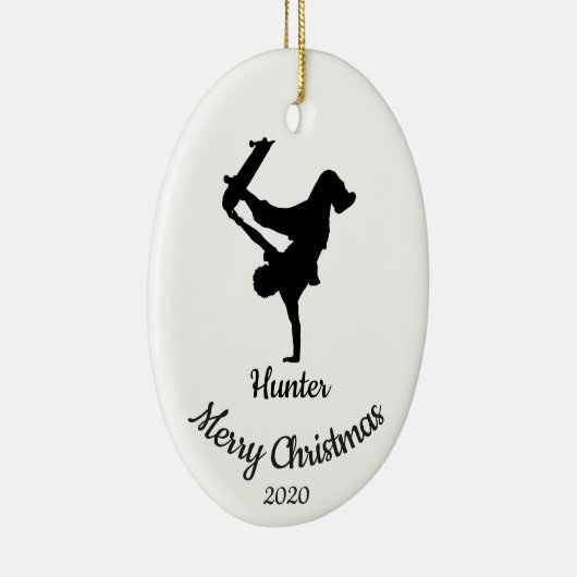 Custom Dated Christmas Skateboard Keramisch Ornament (Rechts)