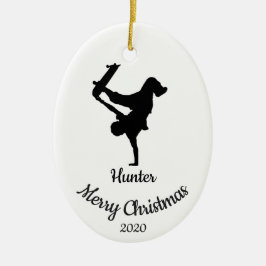 Custom Dated Christmas Skateboard Keramisch Ornament