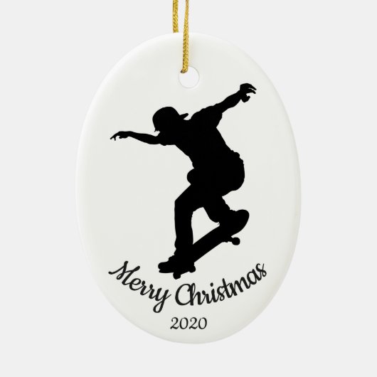 Custom Dated Christmas Skateboard Keramisch Ornament (Achterkant)
