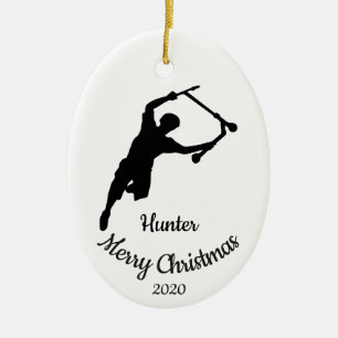 Custom Dated Christmas Skateboard Keramisch Ornament